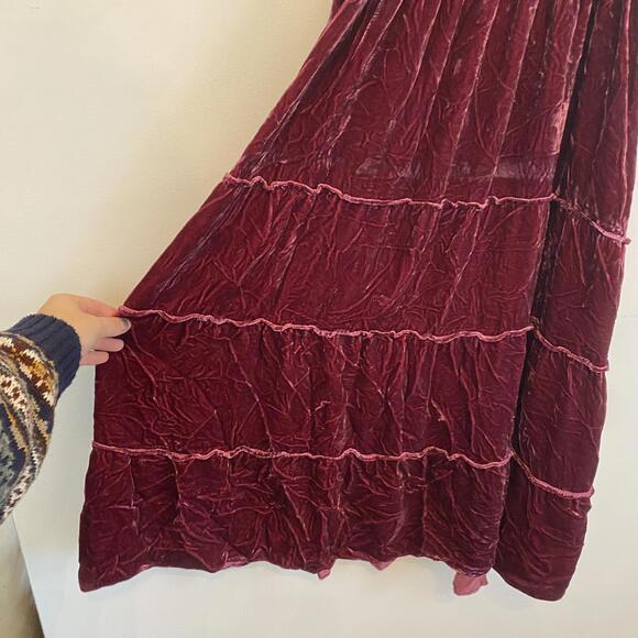 HILL HOUSE burgundy velvet midi Ellie nap dress sz M - Picture 7 of 8